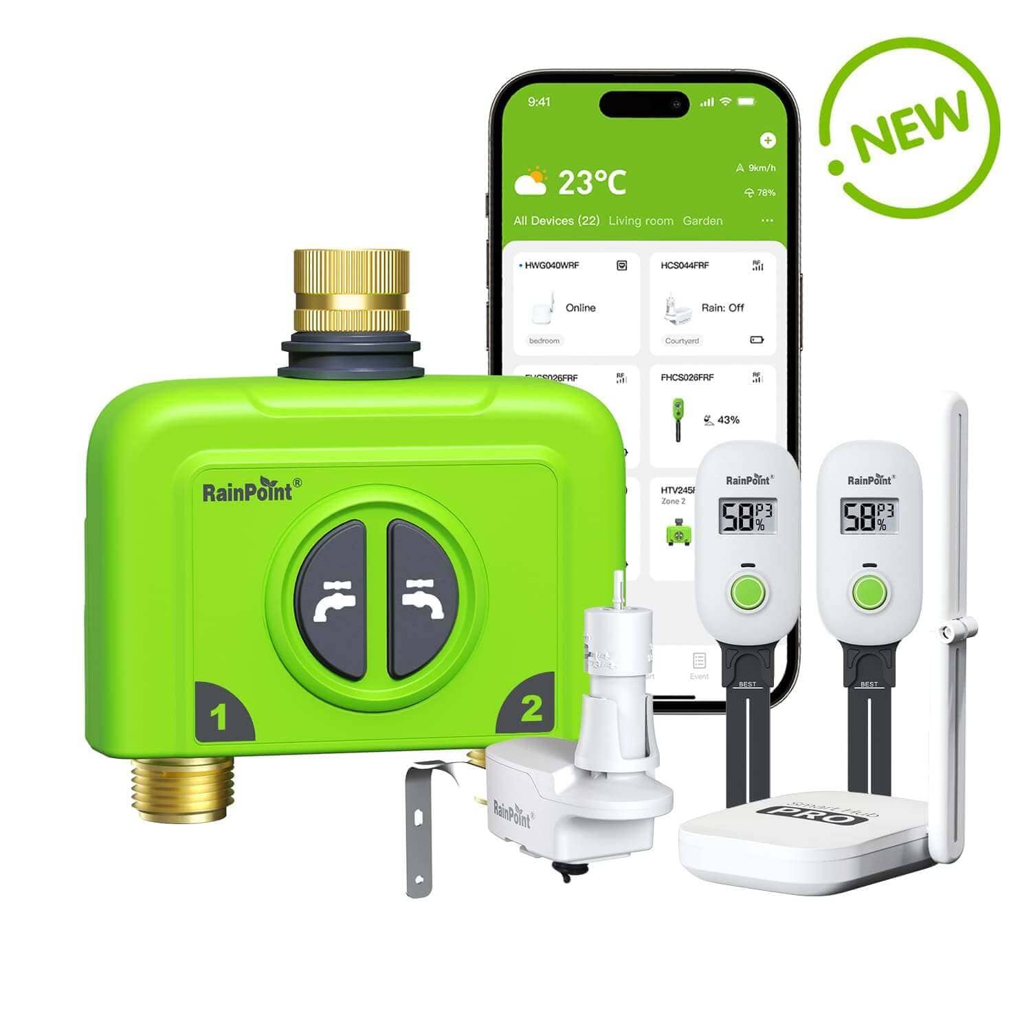RainPoint Automated Lawn Watering Based on Soil Moisture & Weather