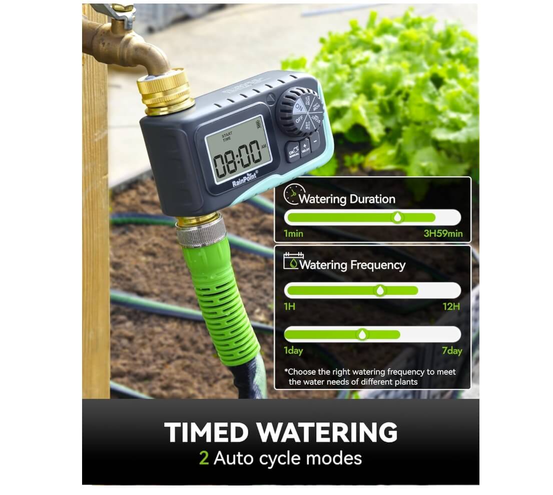 RAINPOINT Sprinkler Timer, 100% Metal Pipe Water Timer for Garden Hose (2PCS)