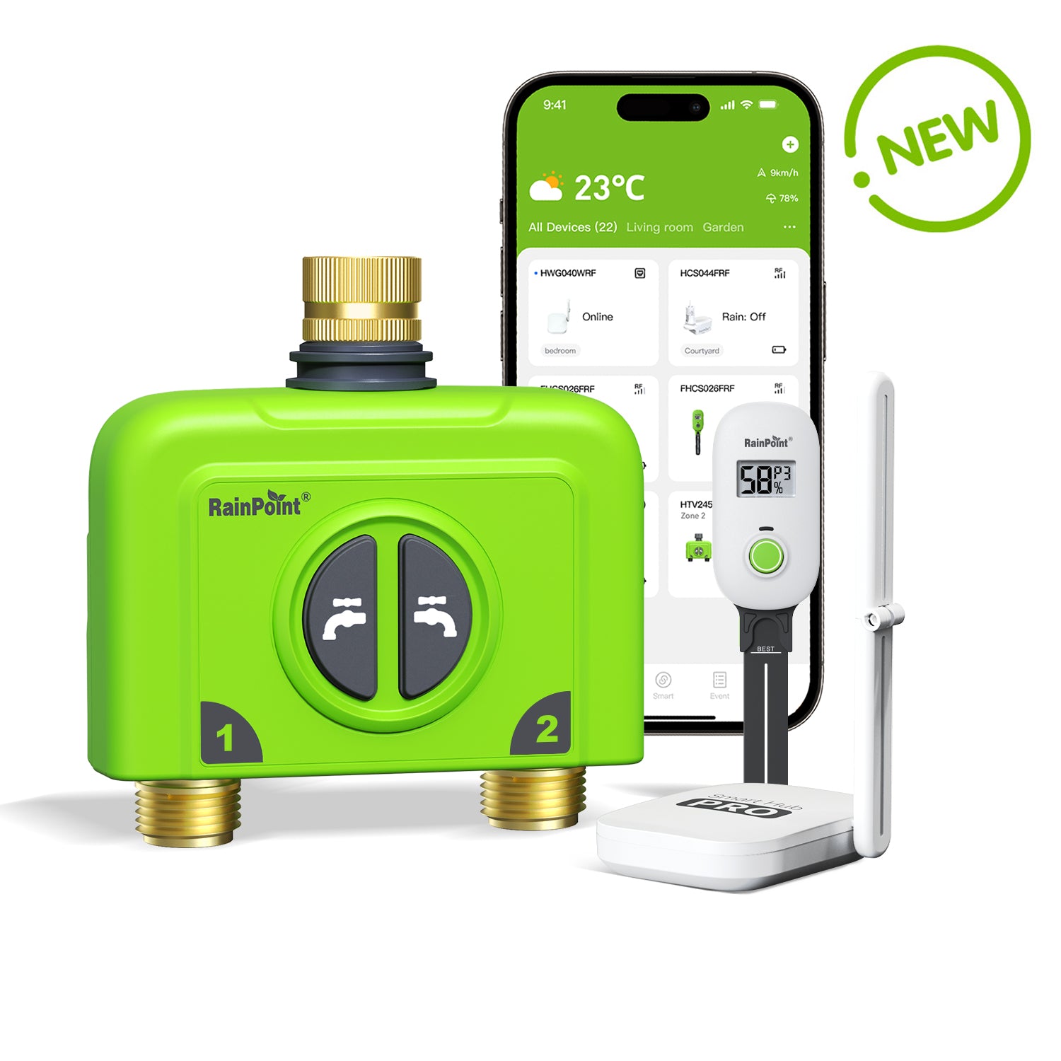 RainPoint Automated Lawn Watering Based on Soil Moisture & Weather