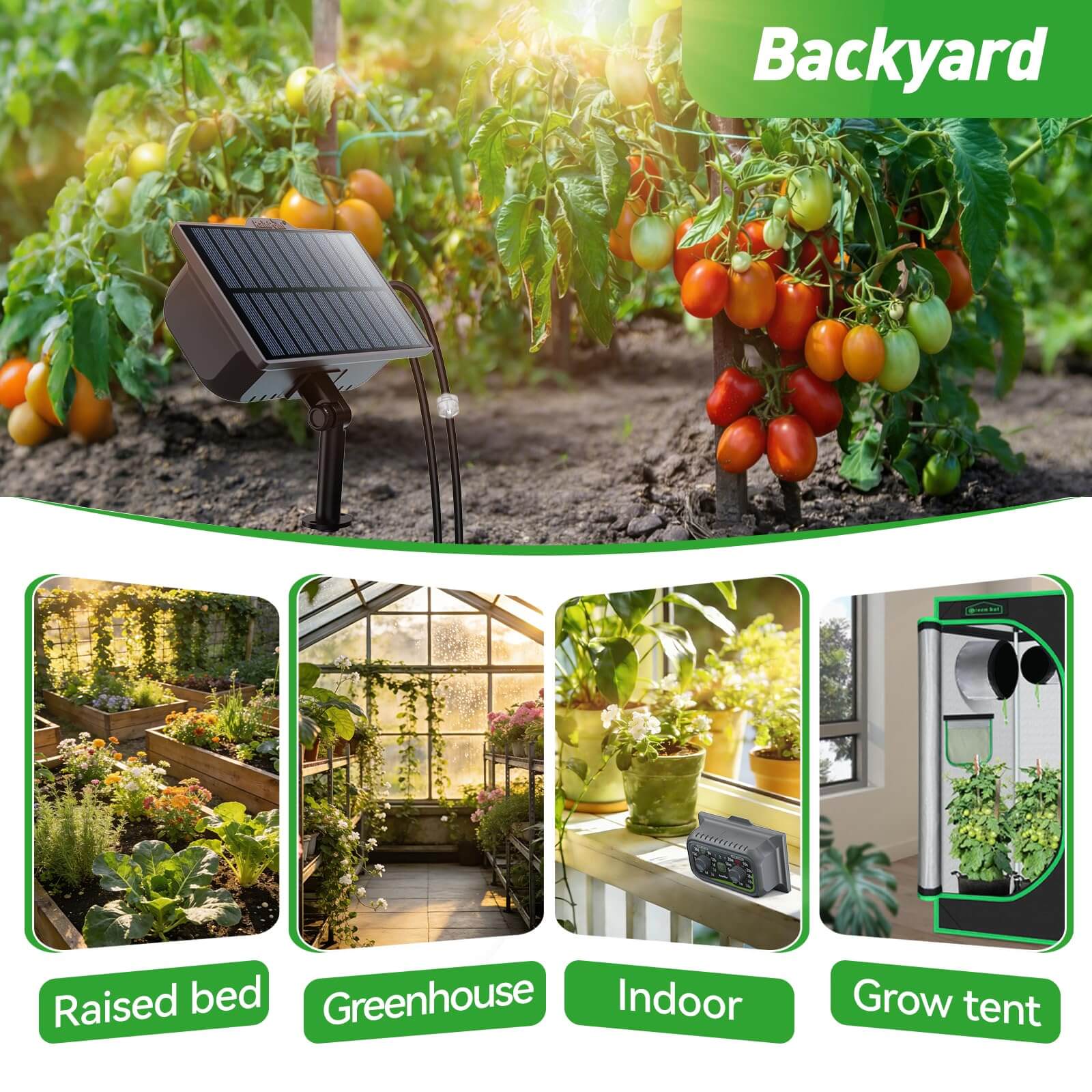 RAINPOINT Solar & USB-C Automatic Drip Irrigation Kit: Rechargeable Plant Waterer for 10-20 Plants, Indoor/Outdoor Garden, Balcony, Greenhouse