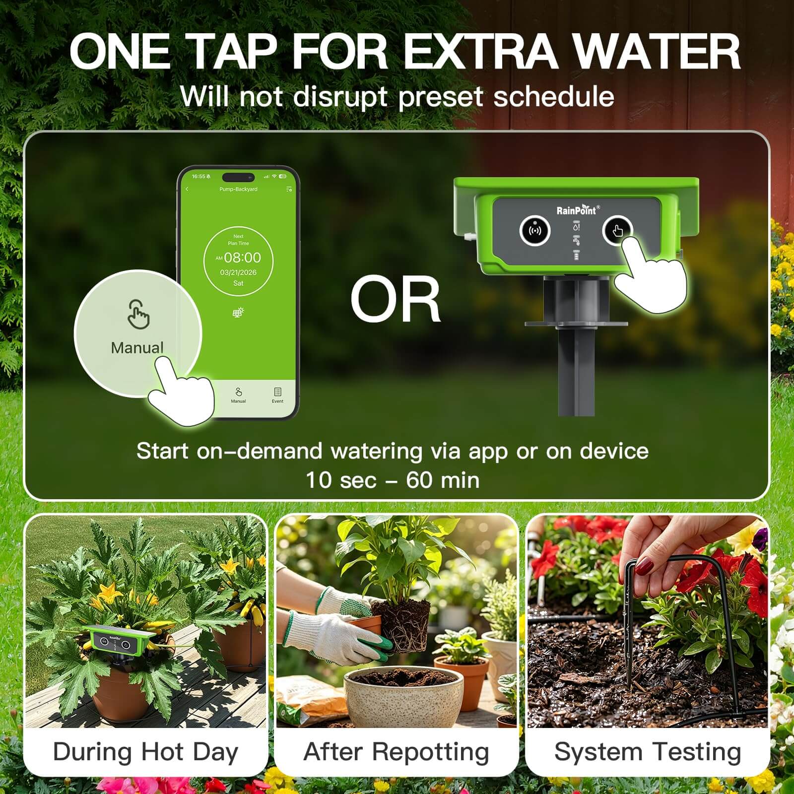 RainPoint WiFi Solar Automatic Plant Waterer Kit for Outdoor & Indoor Use with Hub