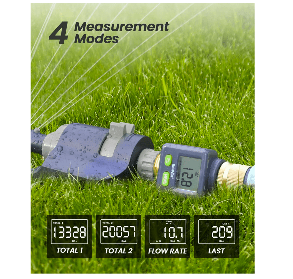 RAINPOINT Water Flow Meter with Brass Inlet & Outlet, 2pcs
