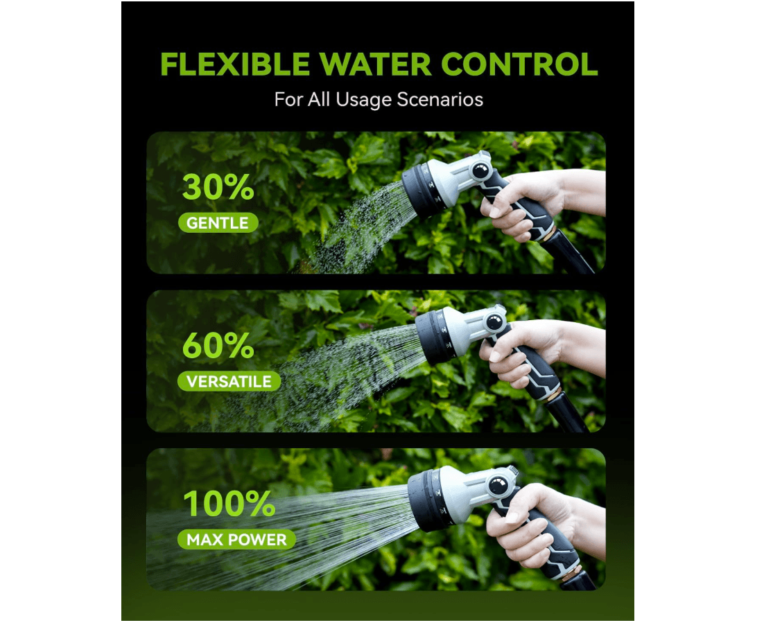 RAINPOINT Full-Metal Garden Hose Nozzle, Heavy Duty Water Hose Nozzle, Black-2 Pack