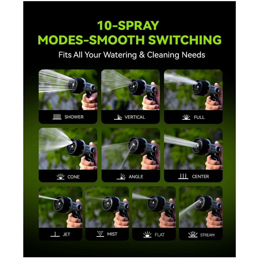 RAINPOINT Full-Metal Garden Hose Nozzle, Heavy Duty Water Hose Nozzle, Black-2 Pack