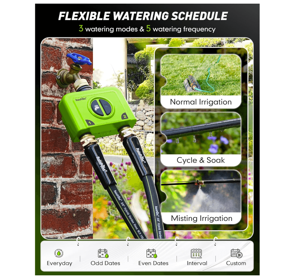 RAINPOINT 2 Zone WiFi Water Timer for Garden Hose(Brass Inlet & Outlet, Ethernet Gateway)