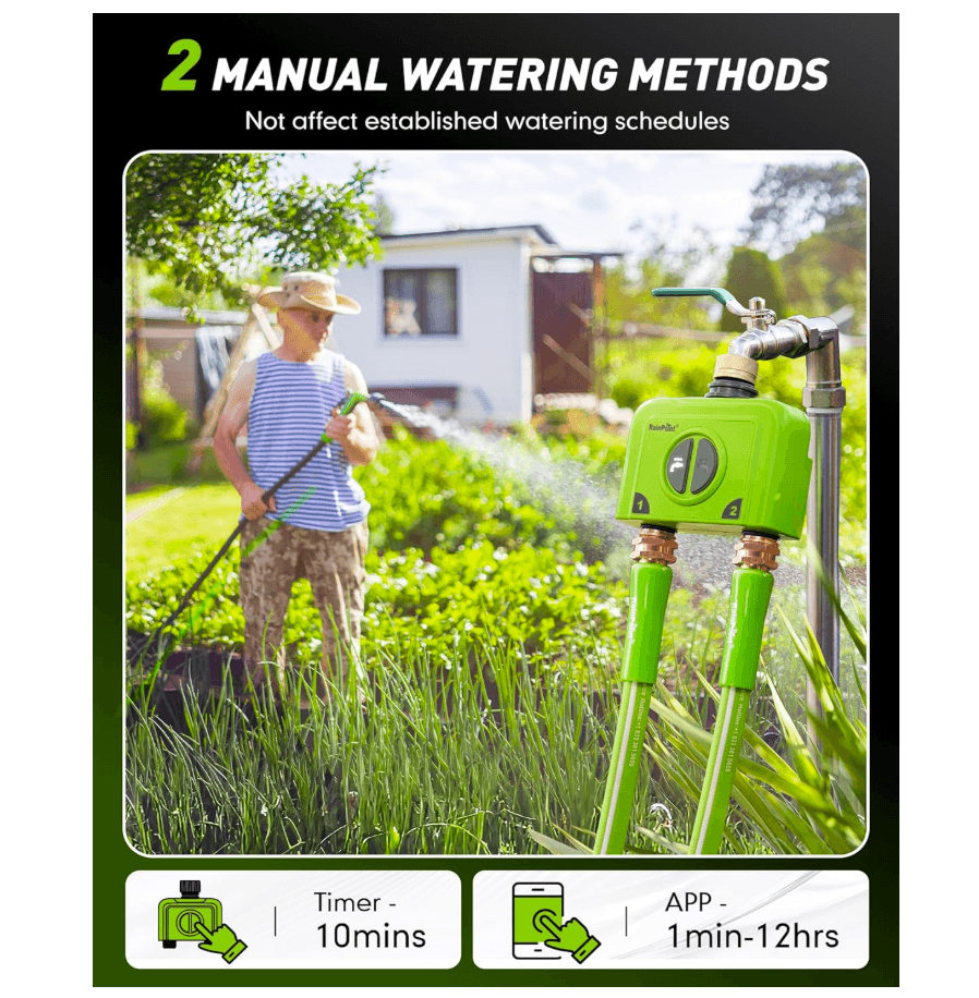 RAINPOINT 2 Zone WiFi Water Timer for Garden Hose(Brass Inlet & Outlet, Ethernet Gateway)