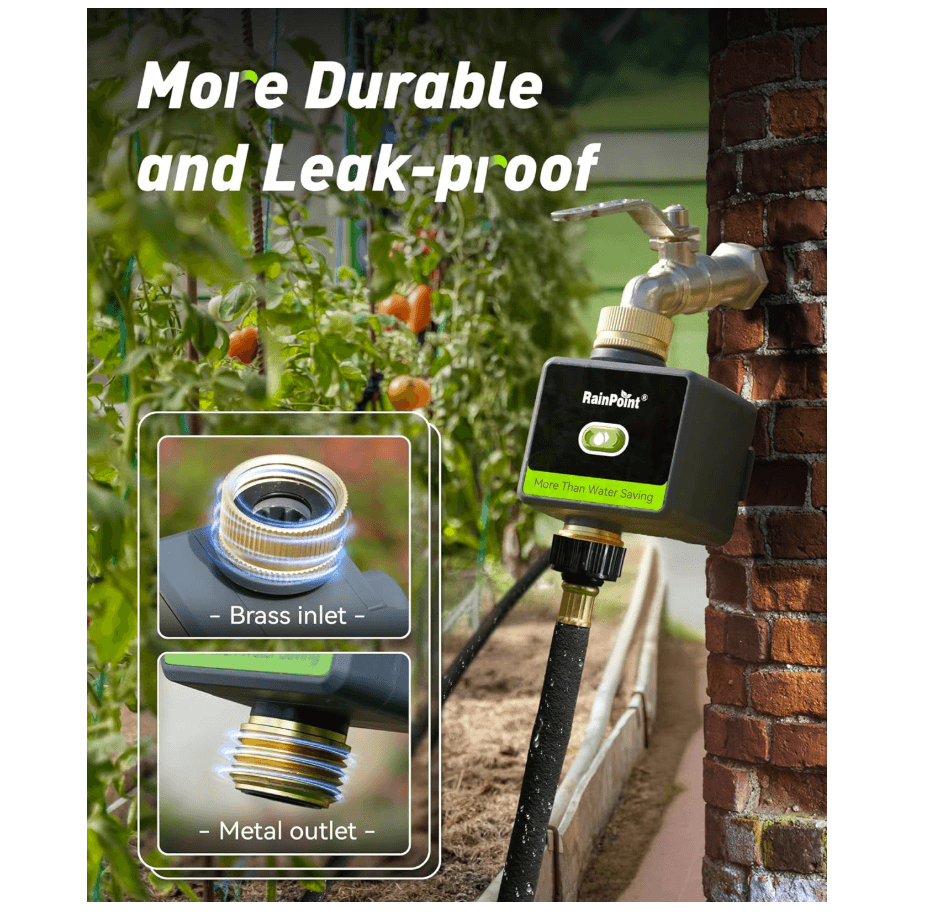 RAINPOINT WiFi Water Hose Timer with Brass Inlet & Outlet