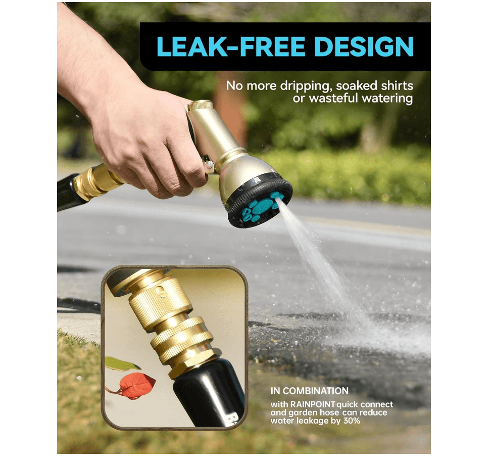 RAINPOINT Garden Hose Nozzle, 9 Spray Patterns Water Hose Nozzle, Blue