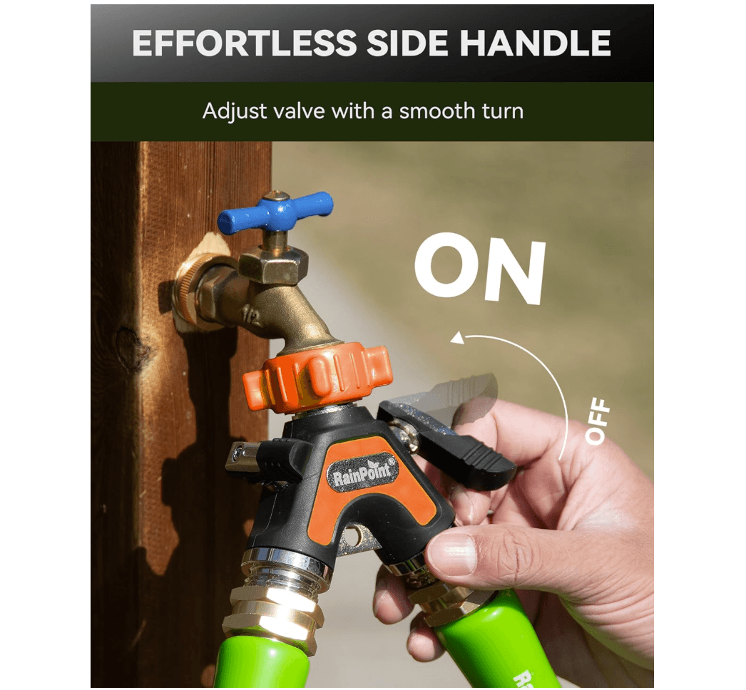 RAINPOINT Garden Hose Splitter 2 Way – All Metal Heavy Duty Water Y Splitter(Orange)