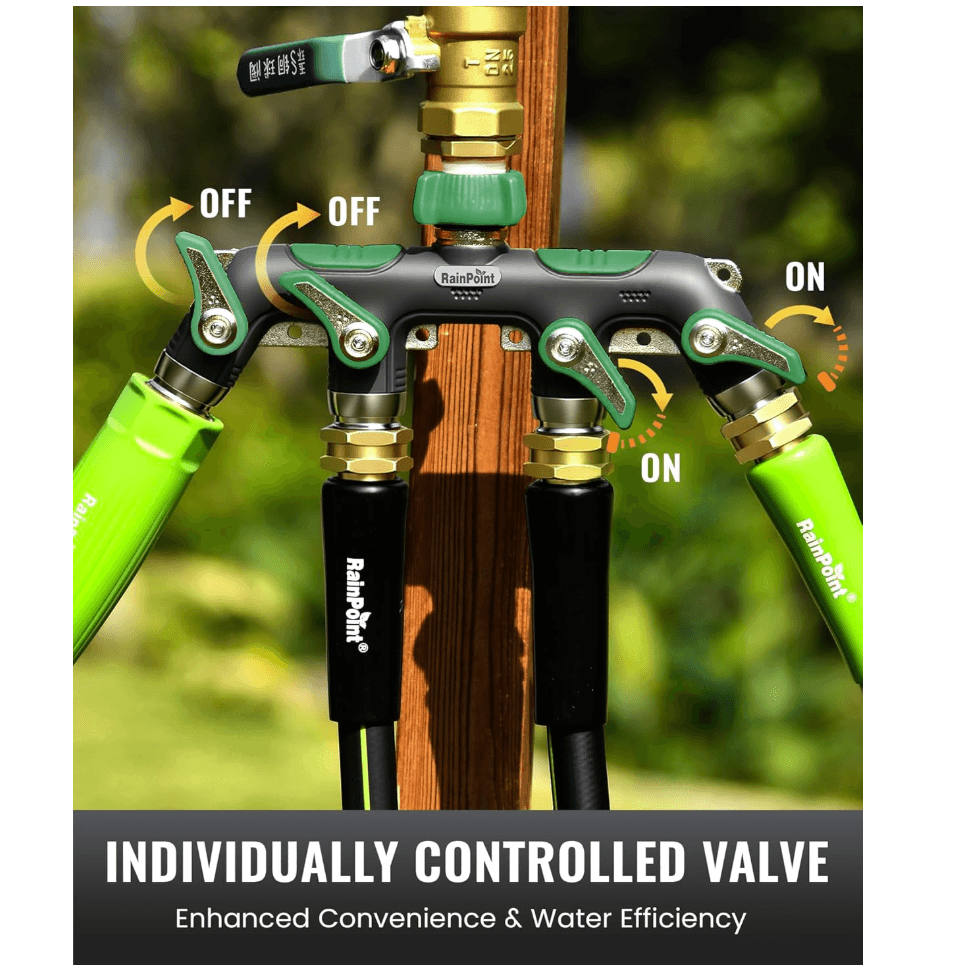 RAINPOINT 4 Way Garden Hose Splitter(Dark Green)