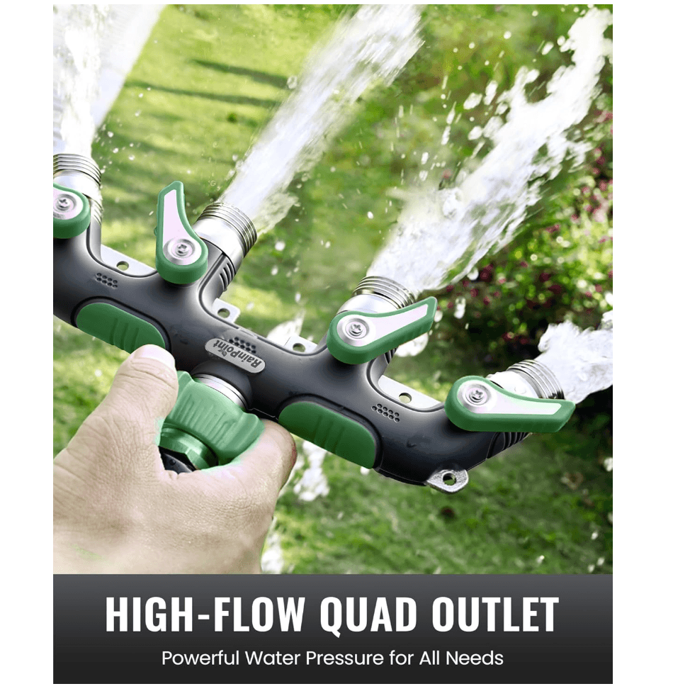 RAINPOINT 4 Way Garden Hose Splitter(Dark Green)