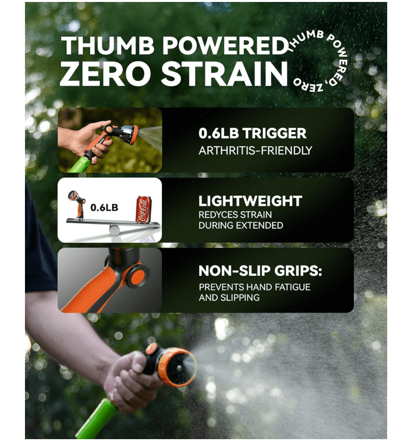 RAINPOINT Spray Nozzles for Garden Hose - 10 Spray Patterns (2 Packs, Orange)