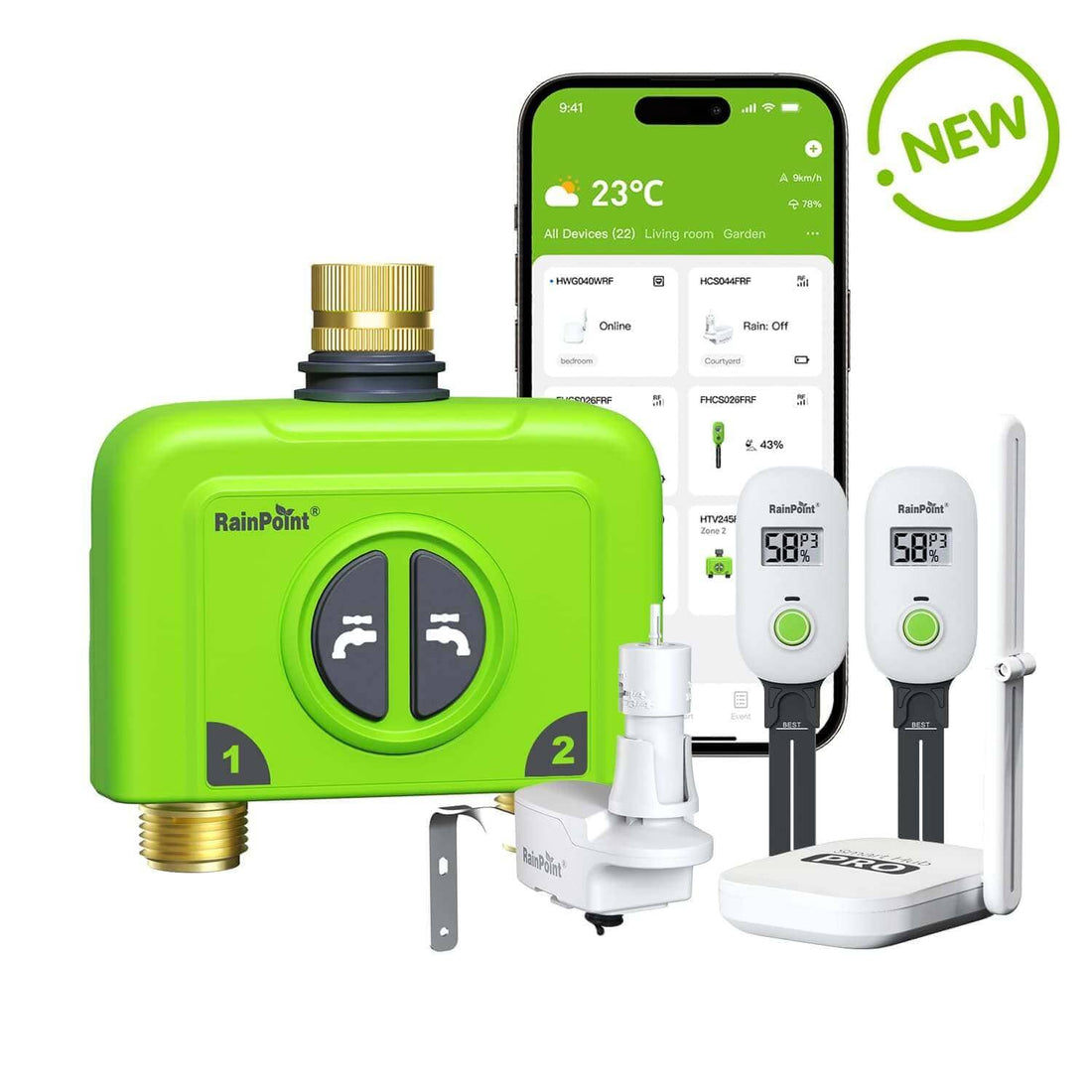 RainPoint Automated Lawn Watering Based on Soil Moisture & Weather