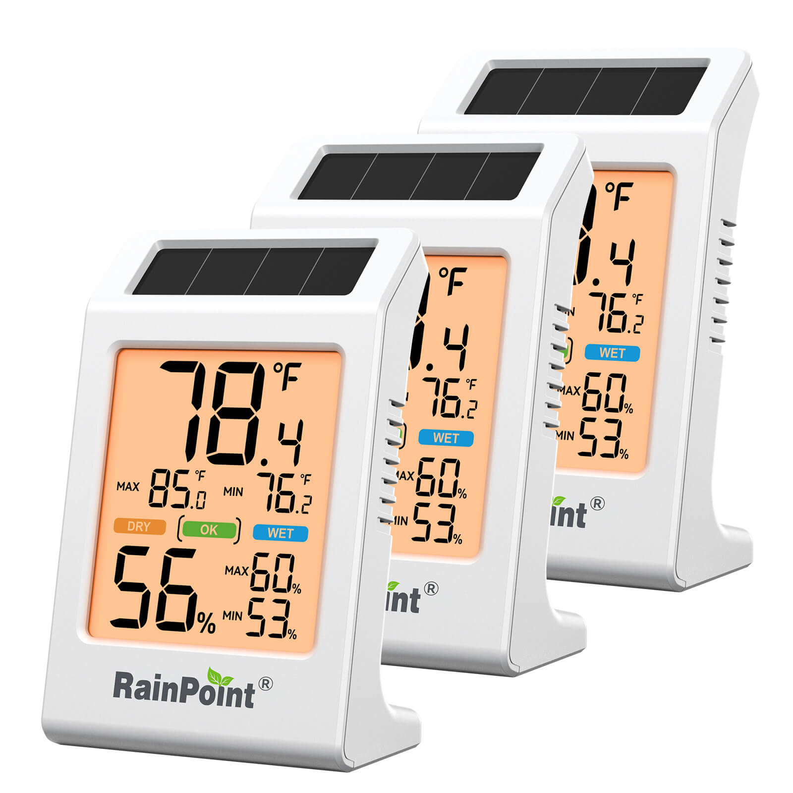RainPoint Solar Hygrometer – Large Display, Comfort Indicator, Max/Min Memory