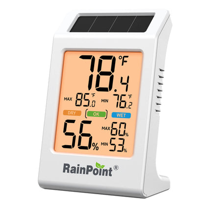 RainPoint Solar Hygrometer – Large Display, Comfort Indicator, Max/Min Memory