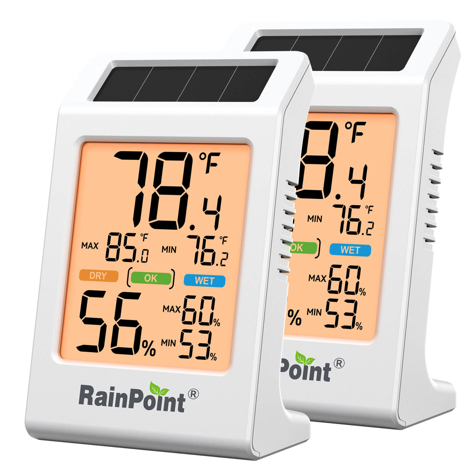 RainPoint Solar Hygrometer – Large Display, Comfort Indicator, Max/Min Memory