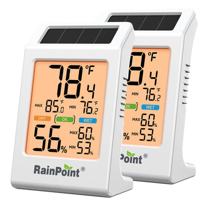 RainPoint Solar Hygrometer – Large Display, Comfort Indicator, Max/Min Memory