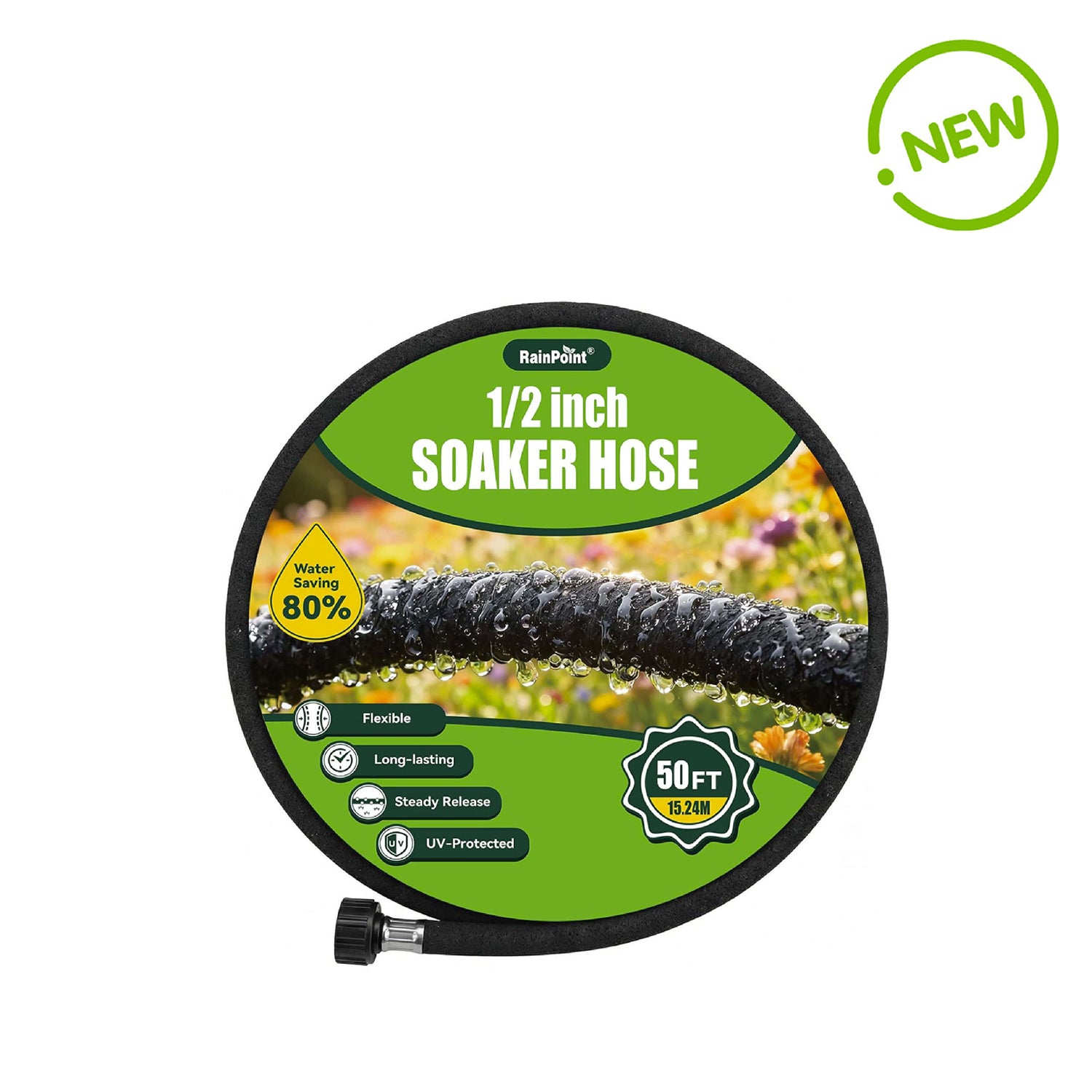 RAINPOINT 1/2'' Soaker Hose 50ft for Garden