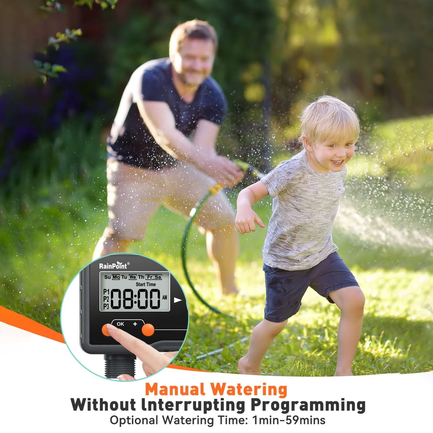 2er-Pack RainPoint Programmierbares automatisches/manuelles Bewässerungssystem, 1 Ausgang