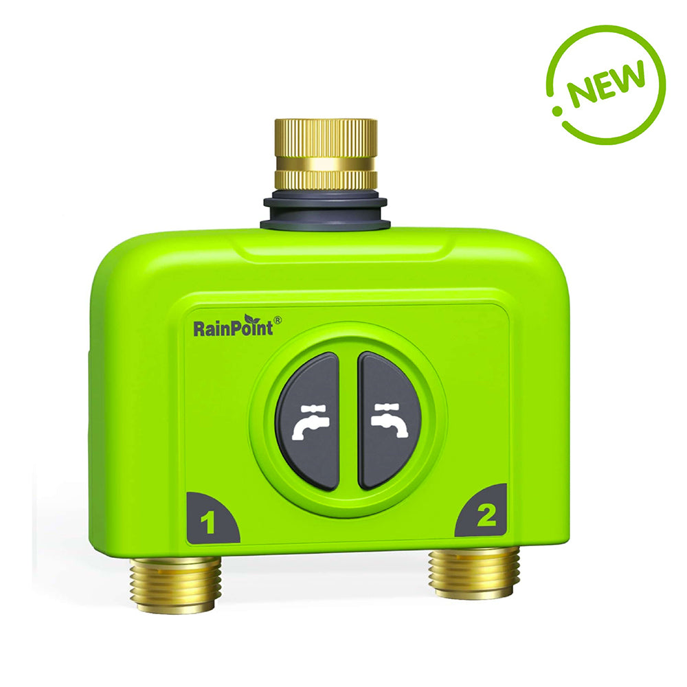 RAINPOINT 2 Zone WiFi Water Timer for Garden Hose(Brass Inlet & Outlet, No Gateway)