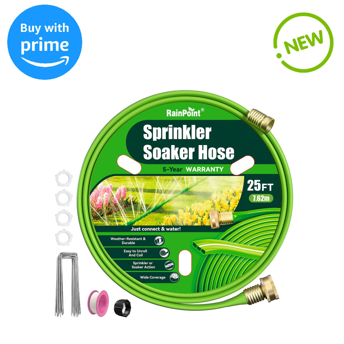 RAINPOINT Sprinkler Hose with Holes 25FT