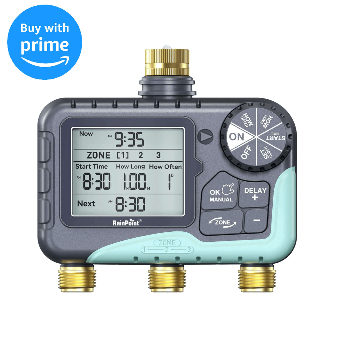3 Zone Water Timer with Brass Inlet