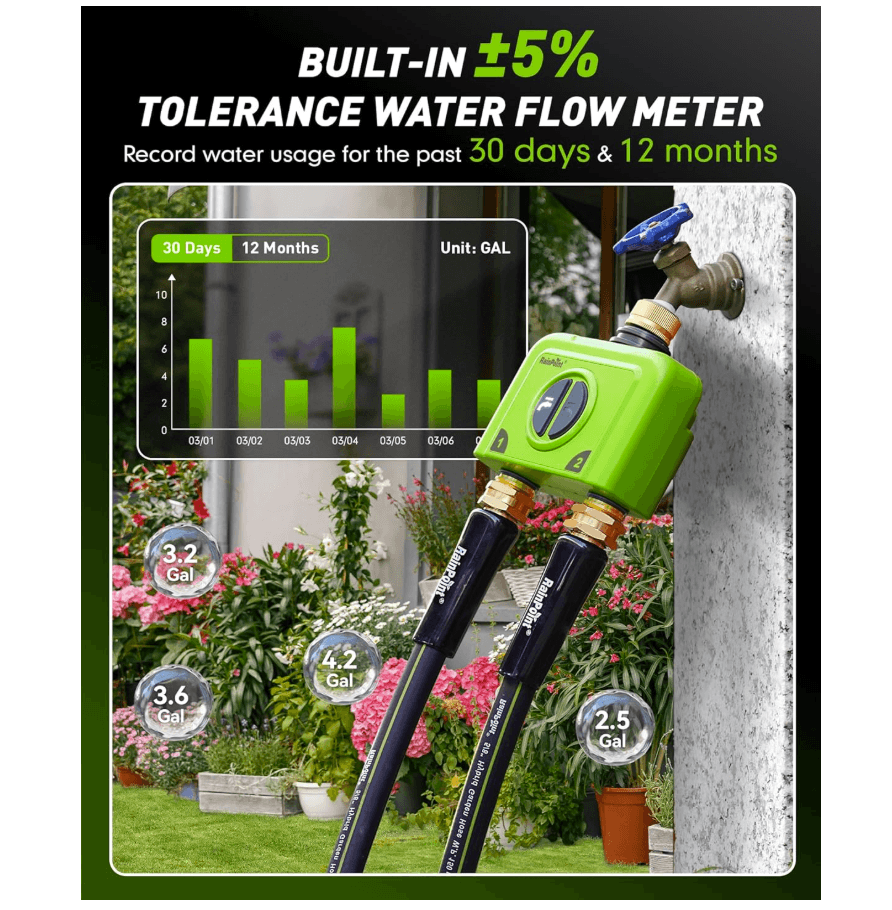 RAINPOINT 2 Zone  WiFi Water Timer for Garden Hose(Brass Inlet &amp; Outlet, Ethernet Gateway)
