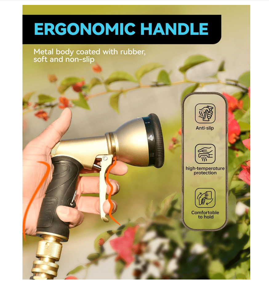 RAINPOINT Garden Hose Nozzle, 9 Spray Patterns Water Hose Nozzle, Blue