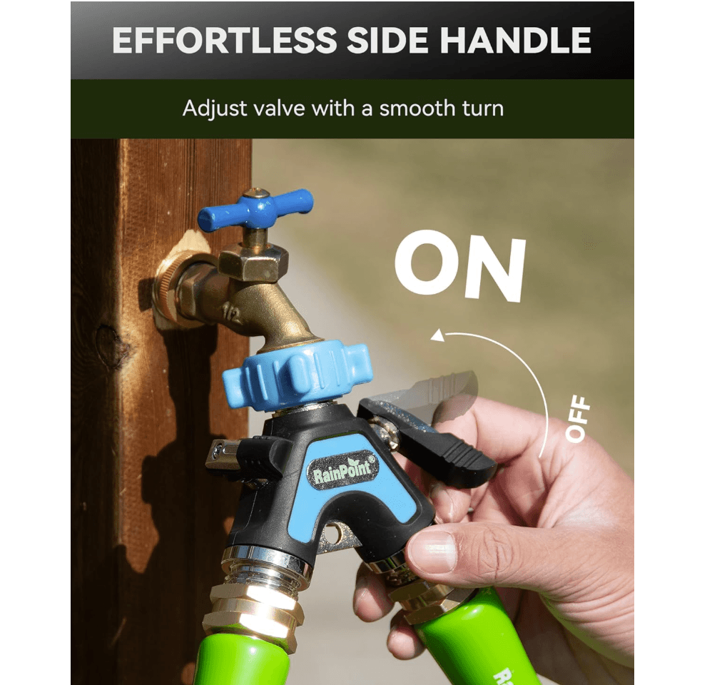 RAINPOINT Garden Hose Splitter 2 Way – All Metal Heavy Duty Water Y Splitter (Blue)