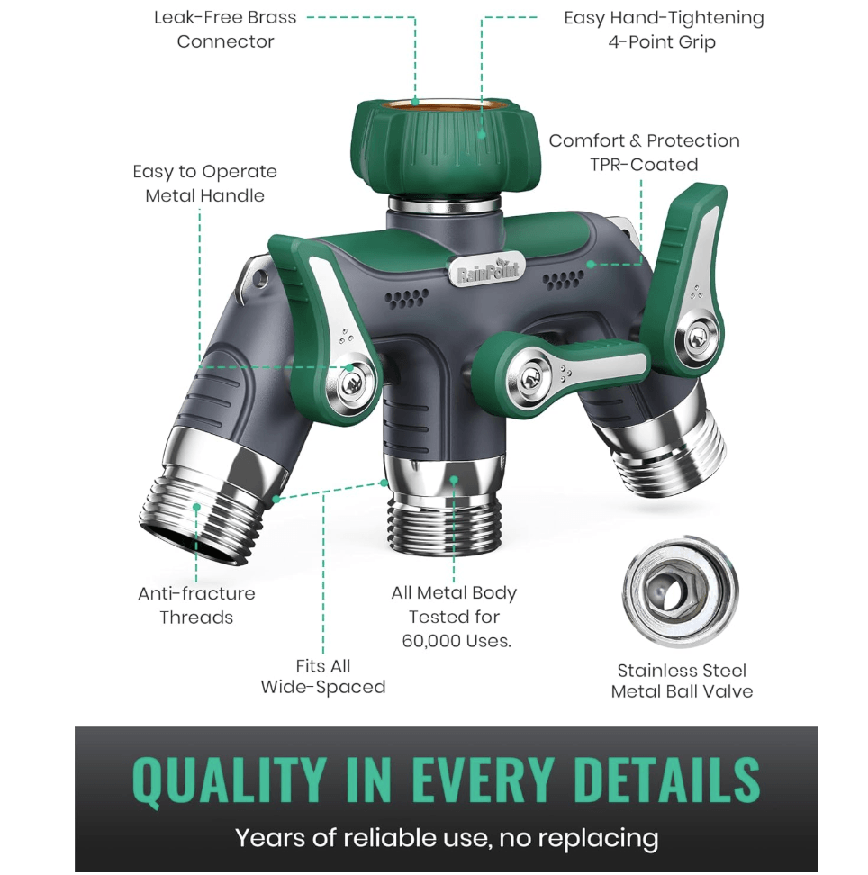 RAINPOINT 3 Way Hose Splitter(Dark Green)