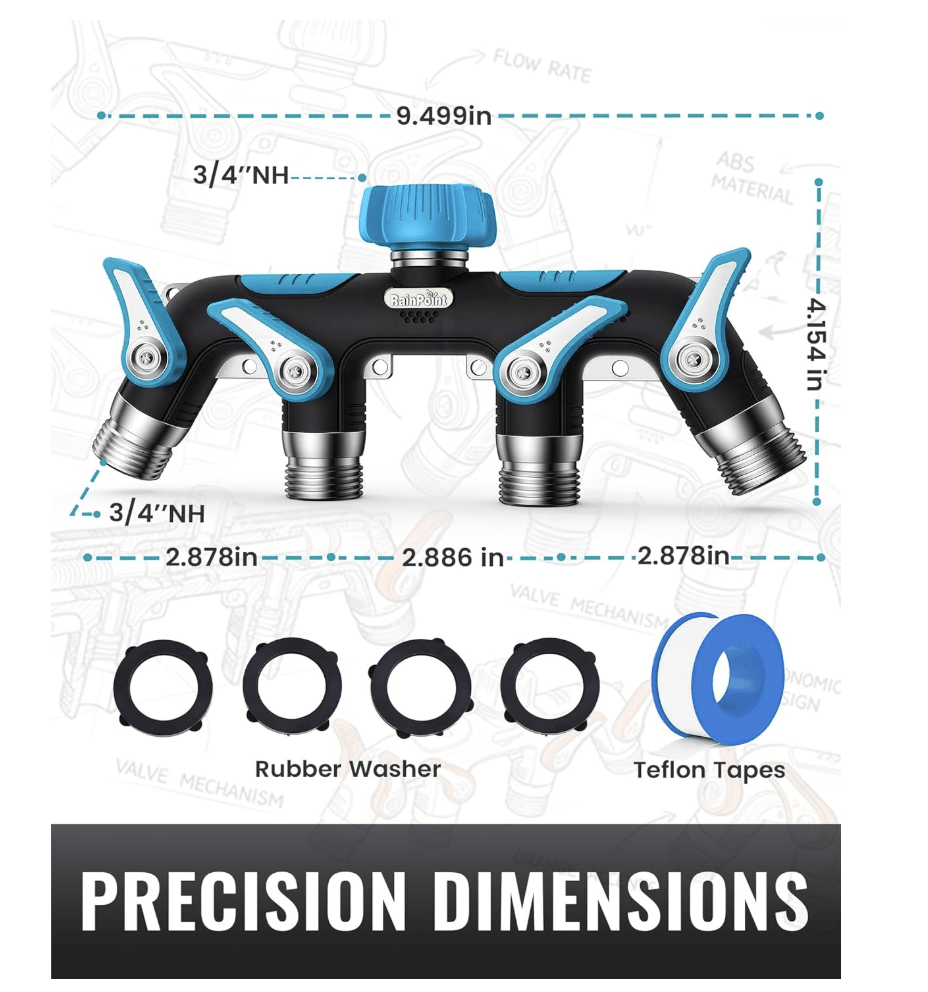 RAINPOINT 4 Way Garden Hose Splitter(Blue)