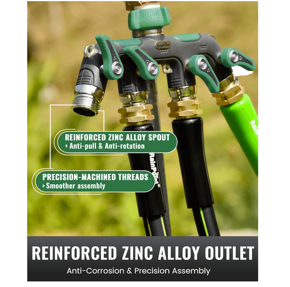 RAINPOINT 4 Way Garden Hose Splitter(Dark Green)