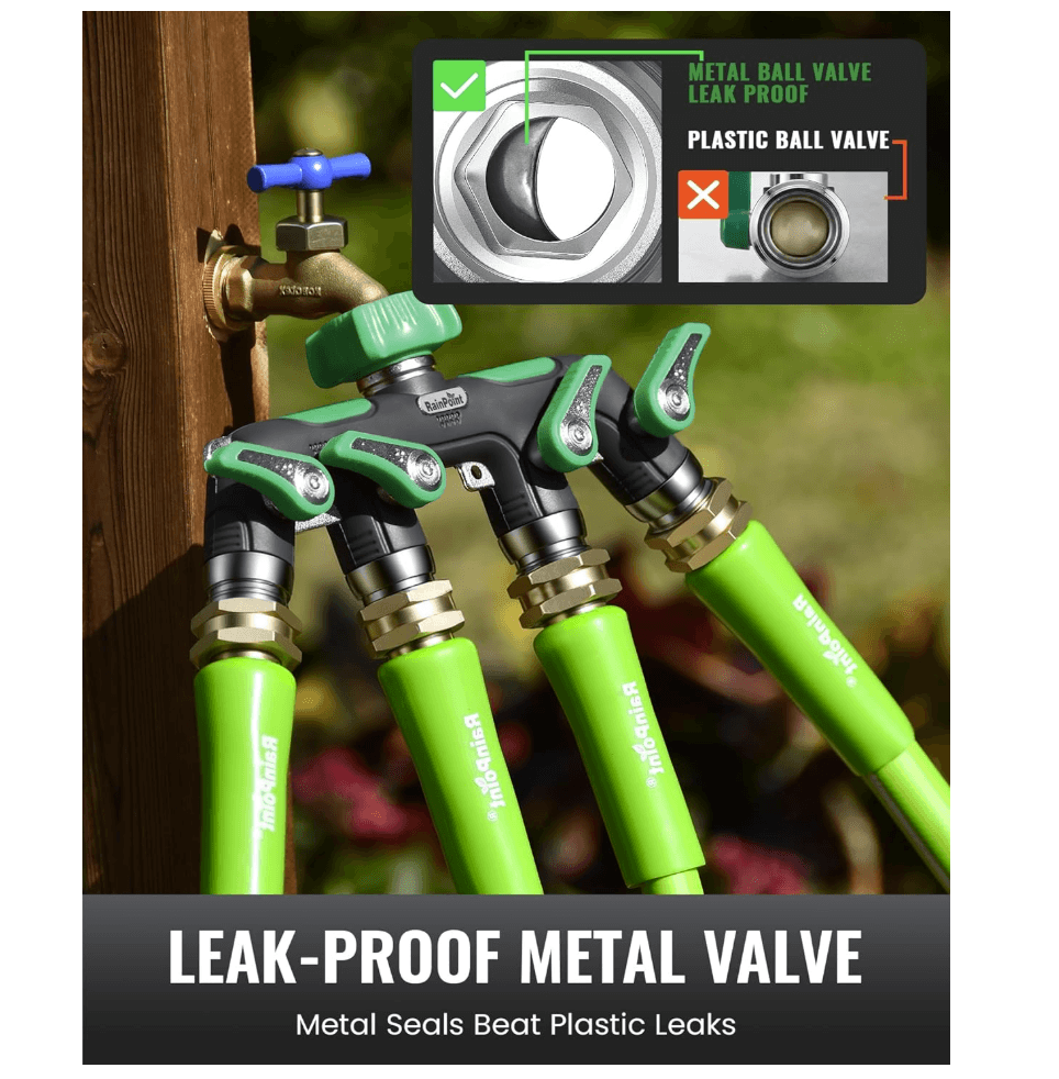 RAINPOINT 4 Way Garden Hose Splitter(Dark Green)