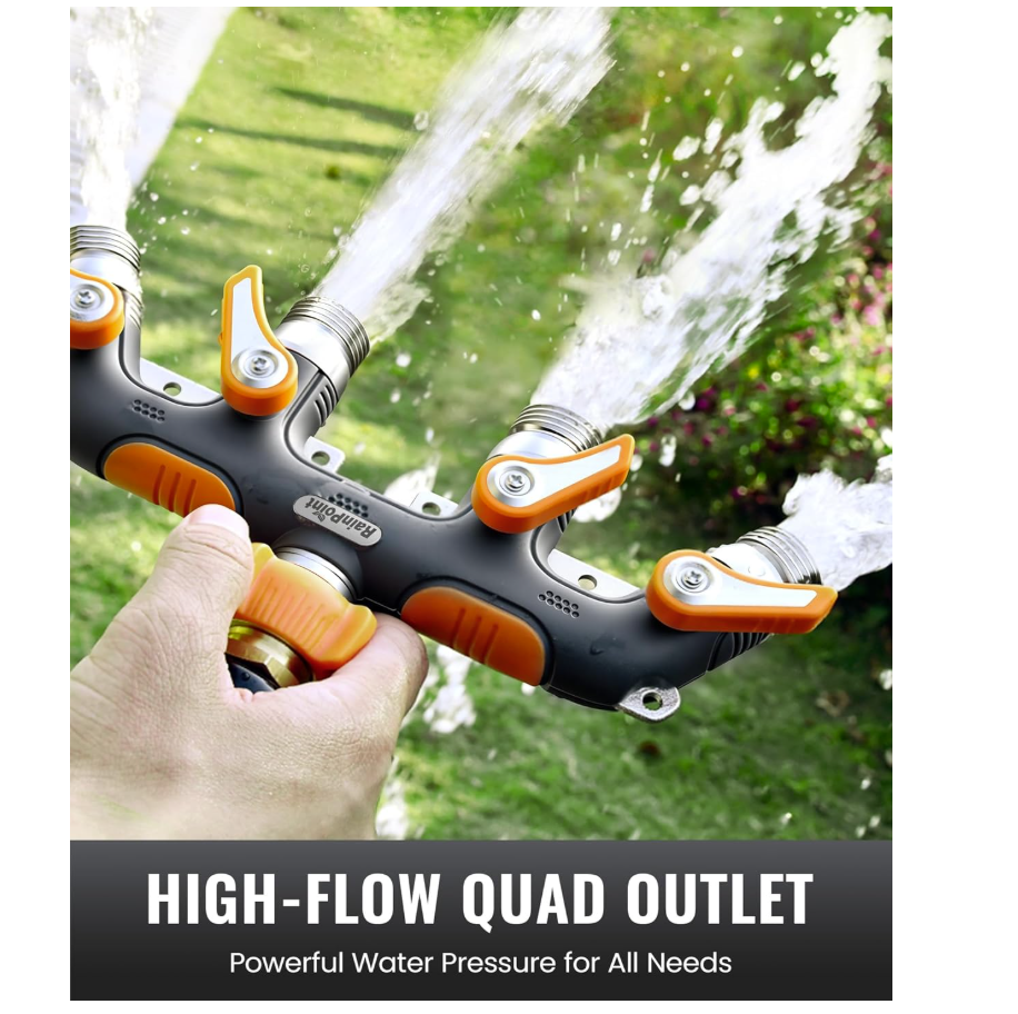 RAINPOINT 4 Way Garden Hose Splitter(Orange)