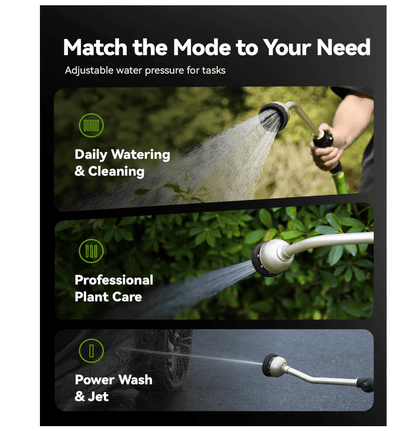RAINPOINT 16" Metal Watering Wand – 9 Spray Patterns, Garden Hose Nozzle(Black)