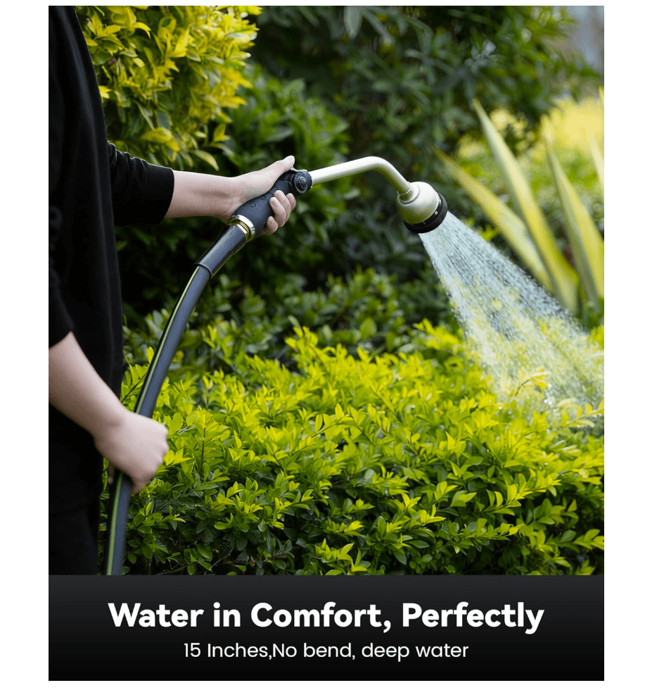 RAINPOINT 16" Metal Watering Wand – 9 Spray Patterns, Garden Hose Nozzle(Black)