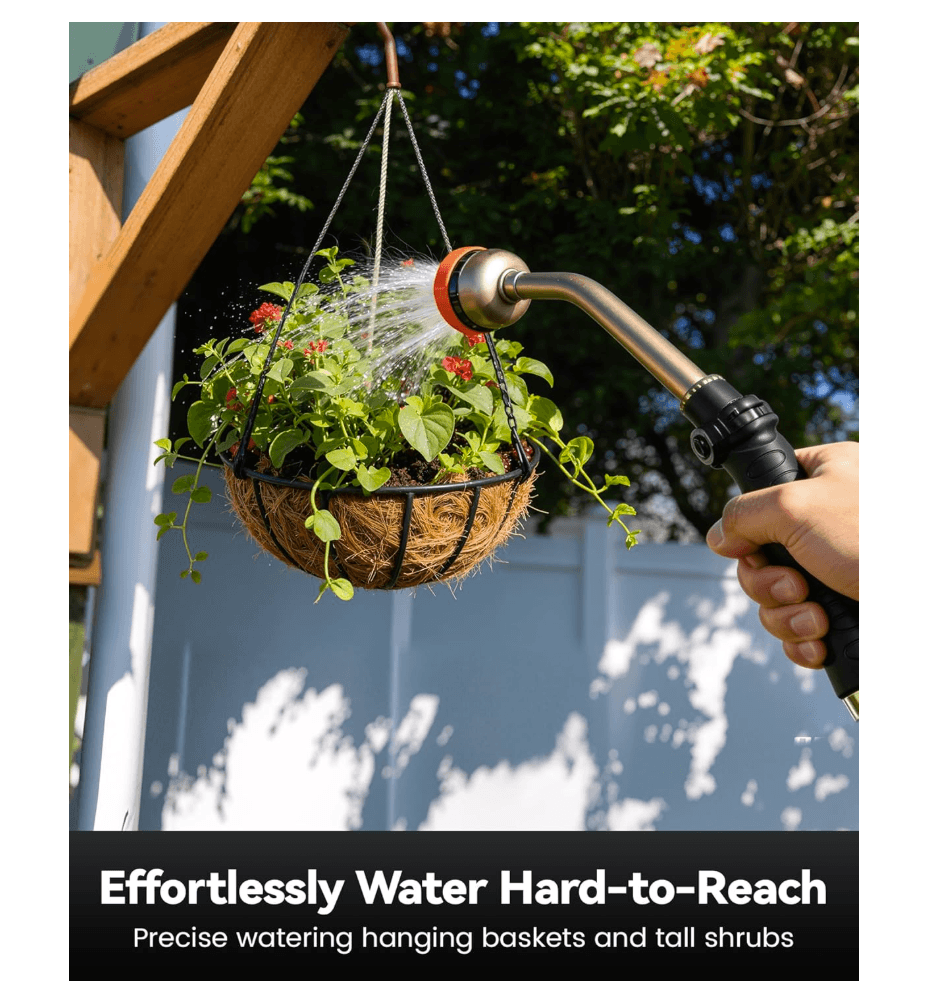 RAINPOINT 16" Metal Watering Wand – 9 Spray Patterns, Garden Hose Nozzle(Orange)