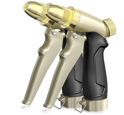 RAINPOINT Garden Hose Nozzle, 100% Heavy Duty Metal Hose Sprayer, Gold 2PCS