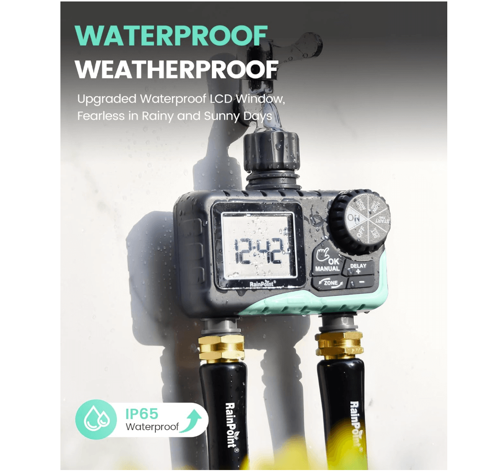 RainPoint 2-Zone Digital Sprinkler Timer, Hose Water Timer